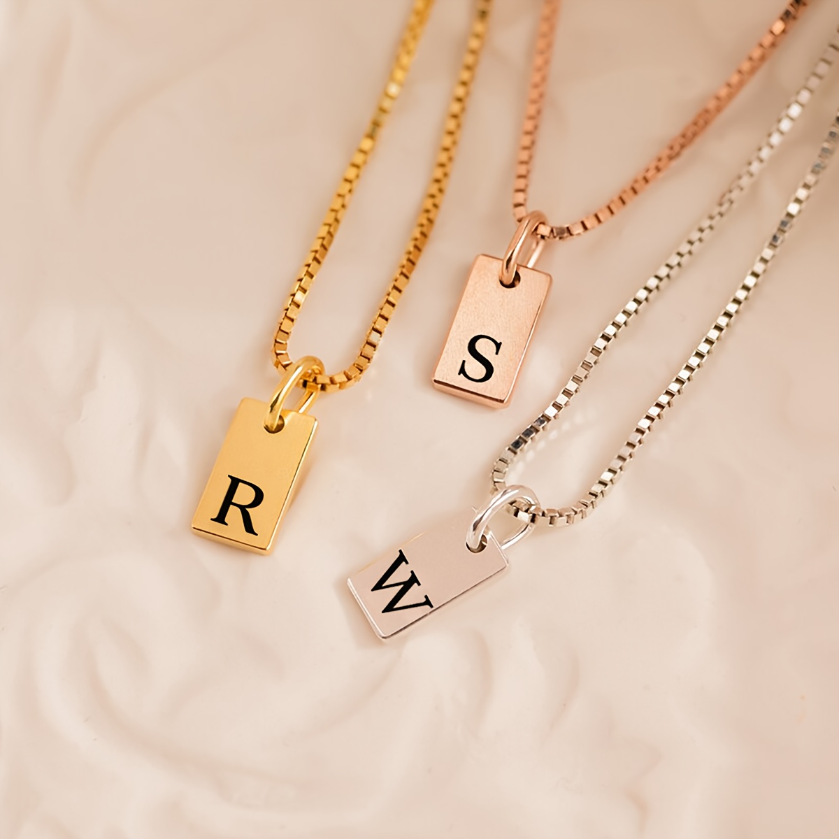 Women's Exquisite Initial Tag Necklace in Stainless Steel