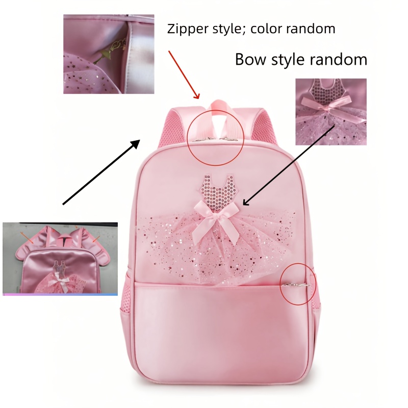 a customizable pink backpack featuring ballerina designs  display picture 1