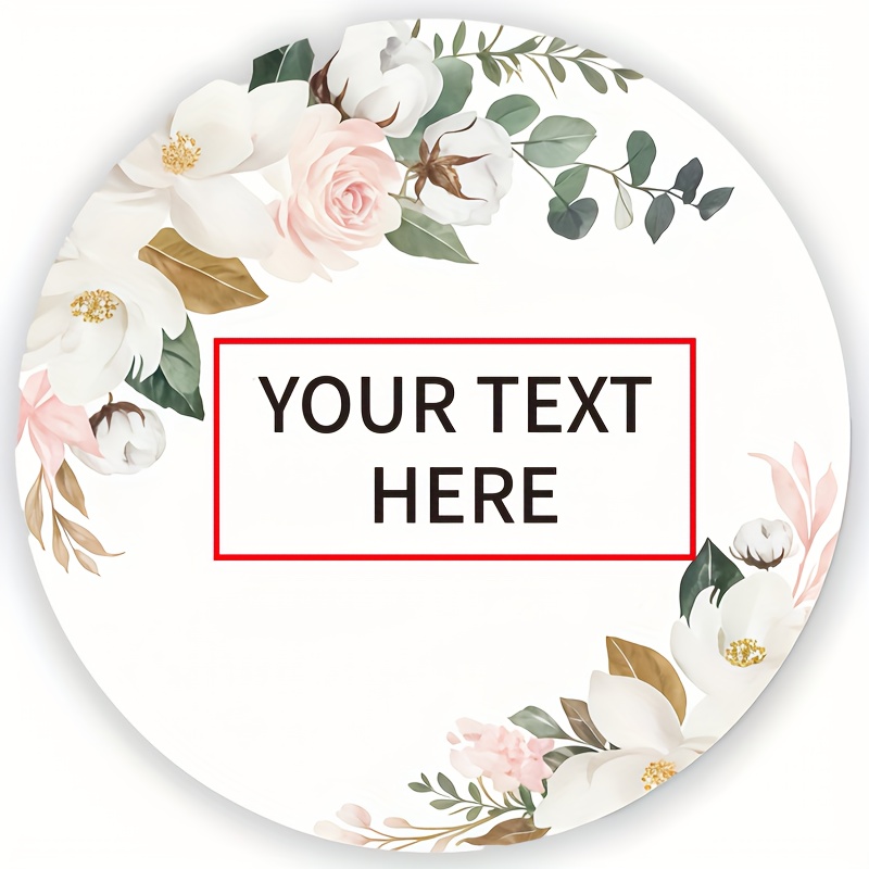 TEMU /100pcs Personalized Round Wedding Stickers - Customizable Floral Glitter Labels For Bridal Showers, Special Occasions, Gift Tags & Decor (,