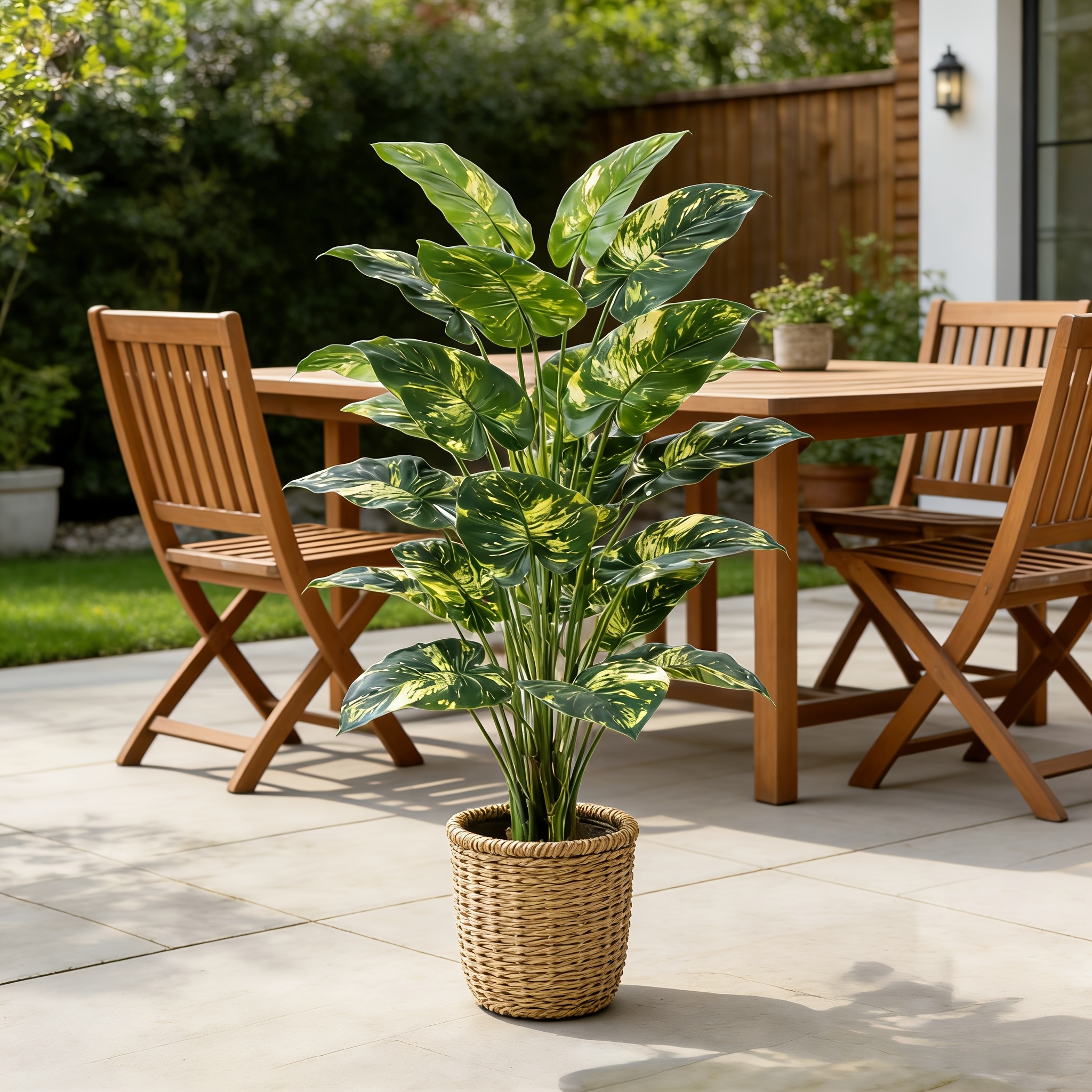 1pc 18-leaf Large Tropical Artificial Plant | High-quality Plastic Material, Maintenance-free and Easy to Care for | Suitable for Indoor and Outdoor Use: Home, Office, Hotel, Wedding, and Landscape Decoration | Ideal for Easter, Mother's Day, St.