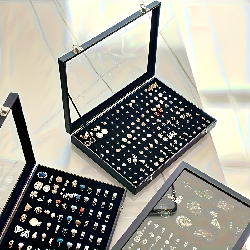 transparent jewelry storage box   leather display case for earrings rings necklaces bracelets exquisite gift organizer with snap closure multi compartment   lined   organizer storage jewelry boxes Product details 0
