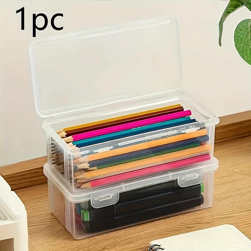 TEMU Clear Plastic Desk Organizer Set: Pens, Pencils, And Markers