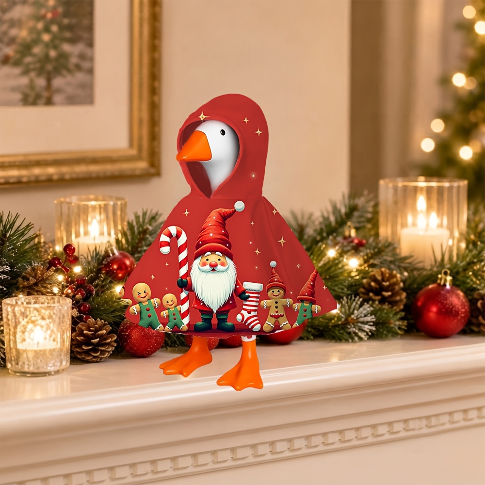 TEMU Ensemble de canard de bureau de 7 pouces, mini cape d'elfe de Noël, accessoire de porte-clés de canard de bureau, décoration de bureau, tenue de