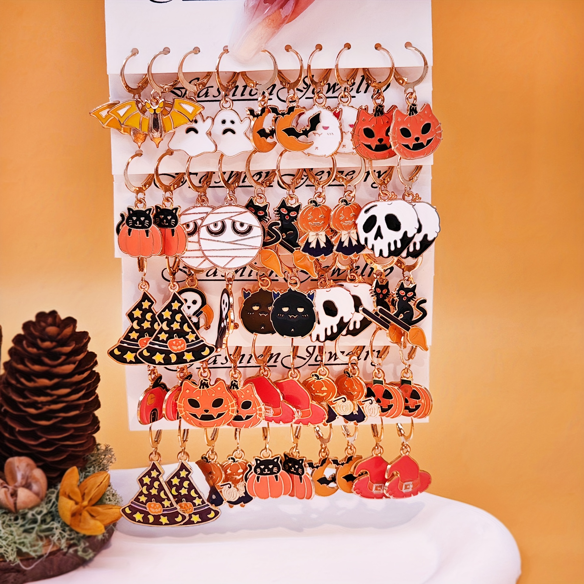 

20pcs Halloween Set - Alloy Drop & Steel Ear , Pumpkins, , & Spiders, No-mosaic , For &