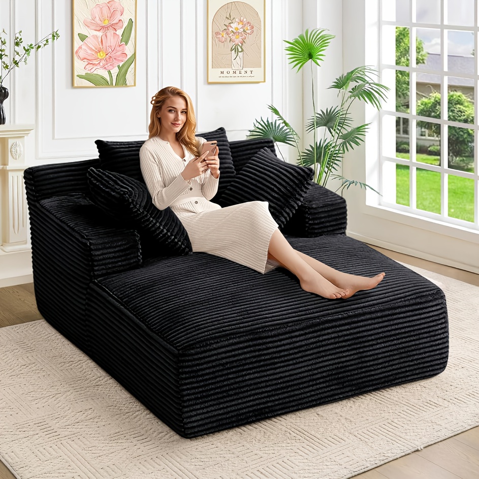 TEMU Canapé-lit chaise longue surdimensionné de 67" - Canapé convertible en velours côtelé avec rembourrage en mousse, assemblage , siège pour salon,