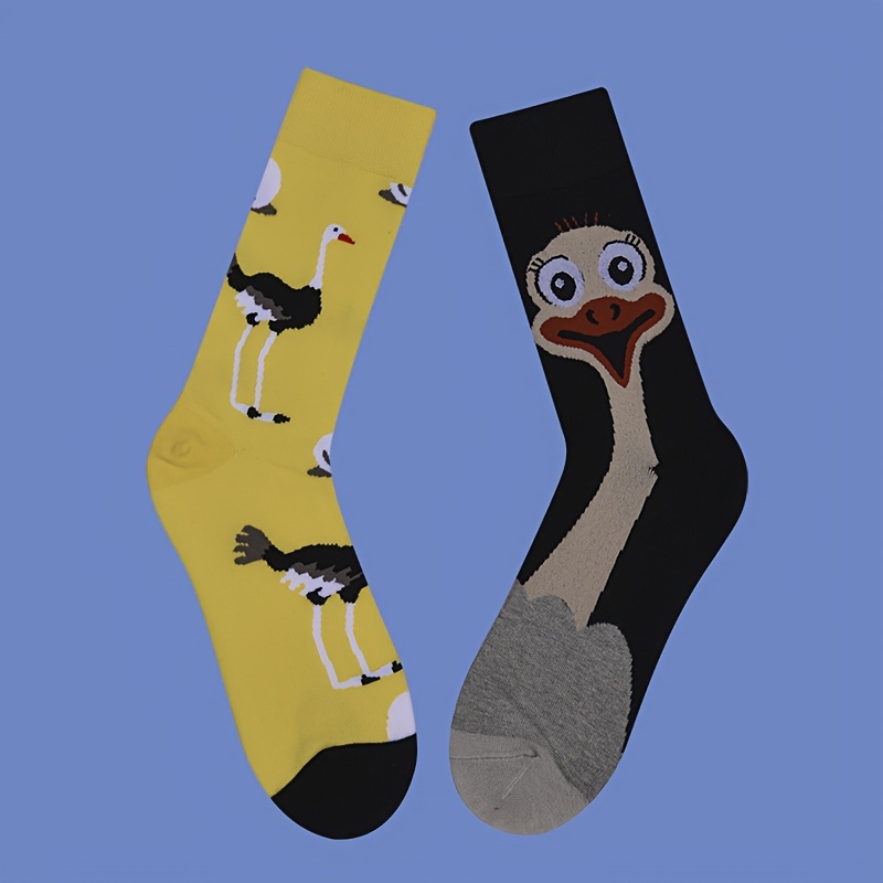 Image of Unisex Fashion Cartoon Novelty Animal Pattern Mid-calf Socks, Acrylic Blend, Knitted Warm Fabric, Machine Washable - 1 Pair