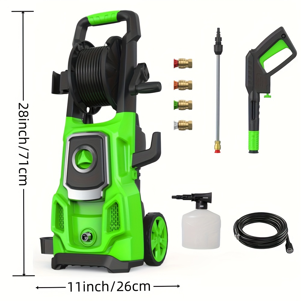 TEMU Washer, 3500 Max Psi, 2.6 Gpm Washer Hose , 4 - Nozzles, Foam For Car//driveways Cleaning