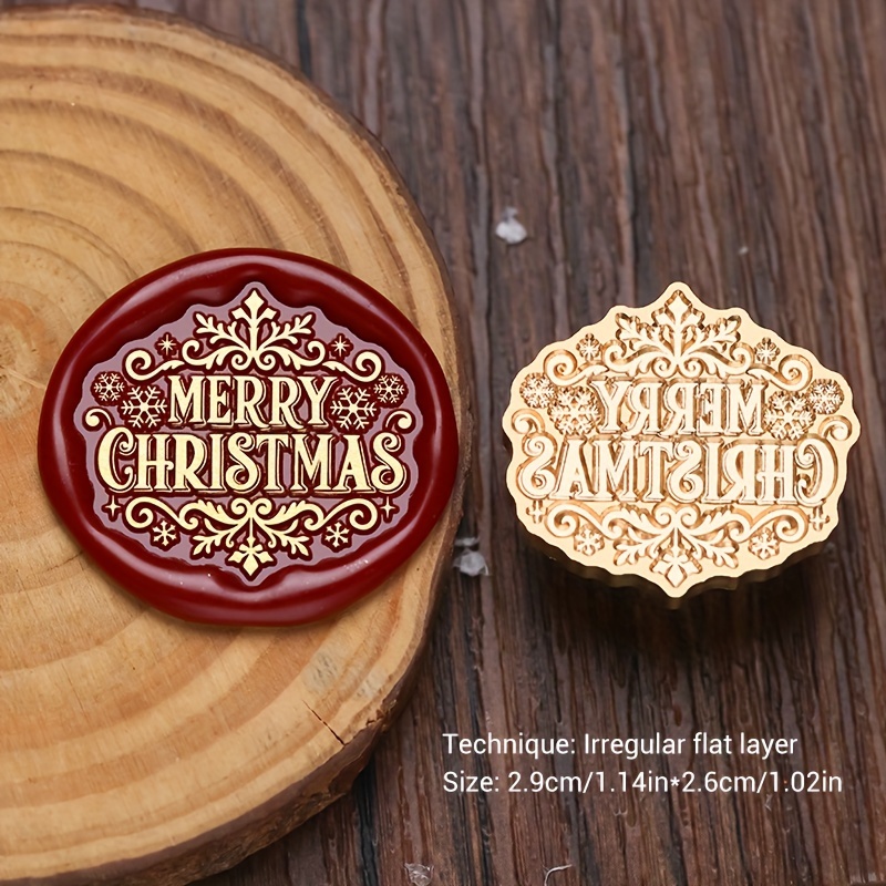 Image of 1pc Irregular Christmas Series Embossing Wax Seal Stamps, Snowflakes/deer/sweaters/ Socks/, Removable Brass Material, For Diy Greeting Cards, Envelopes, Invitations, Decorations-[]