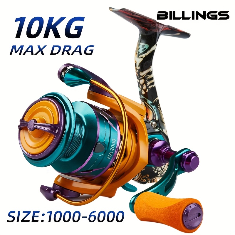 

Billings Ha 1000-6000 Series High-performance Reel 5.2:1 8kg Max Drag Ultra-lightweight Metal Spool, Interchangeable Handle, Metal Construction For Freshwater And Salt