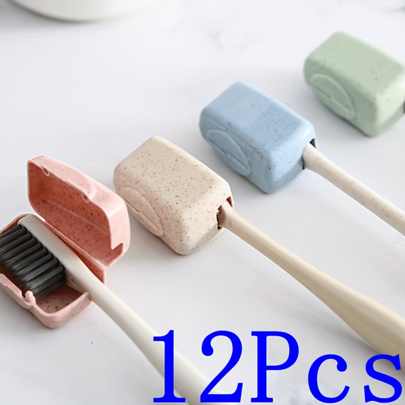 Image of 12pcs Premium Hygienic Reusable Toothbrush Covers, Convenient Travel-friendly Toothbrush Head Covers, Durable Toothbrush Protector Caps Replaceable For Family Household Travel Bathroom Gym Camping