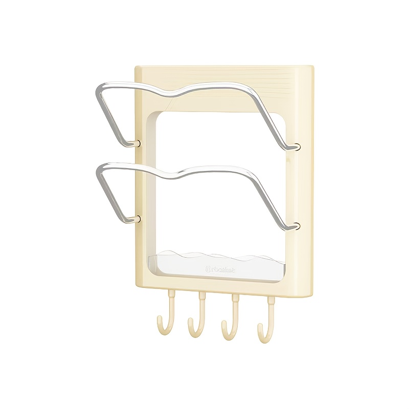 TEMU Wall-mounted Hair Clipper Holder - No-drill Installation, Durable Plastic Bathroom Organizer For Curling Irons And Straighteners, Space-saving