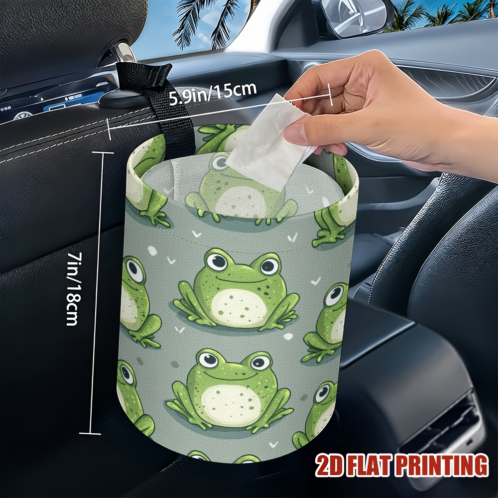 TEMU 1pc Frog-themed Portable Trash Bin For Vehicles, Suitable For Camping And Kitchen Use - Storage Solution For Men And Women - Organizer And
