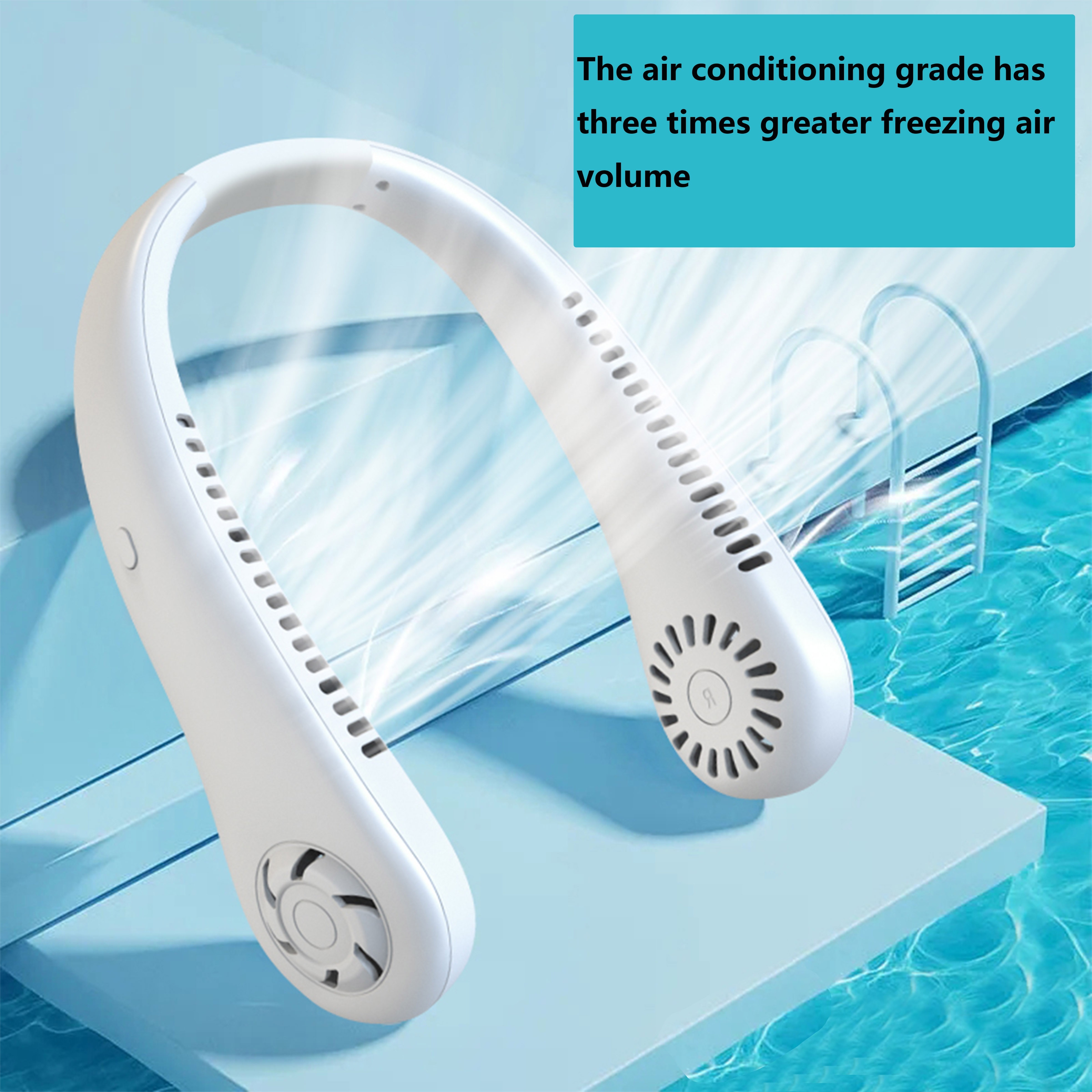 

1pc Neck Fan With This Usb Rechargeable And Adjustable Neck Fan To Stay Cool And Comfortable - Digital Display And No Blades! Very Suitable For Spring And Summer, Cool And Icy