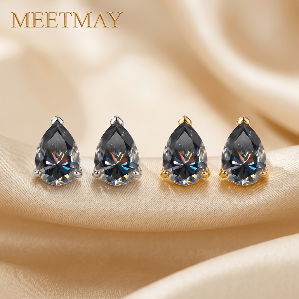 Women's 18K Gold Plated Pear Cut Moissanite Stud Earrings