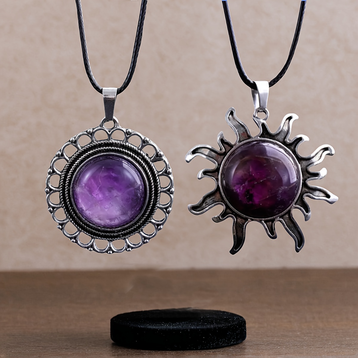 TEMU 2pcs Natural Stone Sunflower Pendant Necklace Pendant Necklace Making Charms