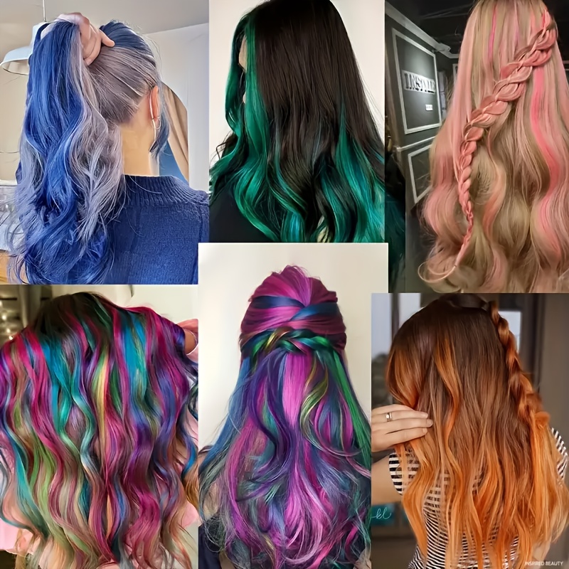 20 and 50pcs mixed color rainbow hair extensions 16 inch   synthetic hair extensions long colored with beads and loop tool for hair extension for women girls diy kit   use details 6