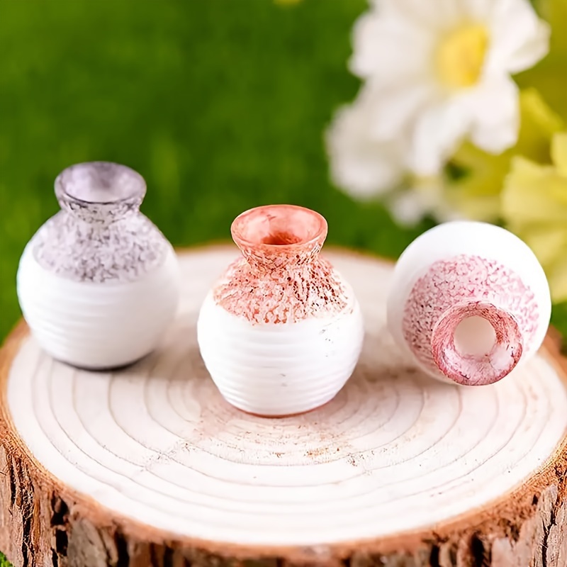 

10pcs Miniature Resin Vases For Diy Fairy Garden Decor, Moss Micro Landscape Crafting, Creative Fairy House Embellishments - Assorted Styles