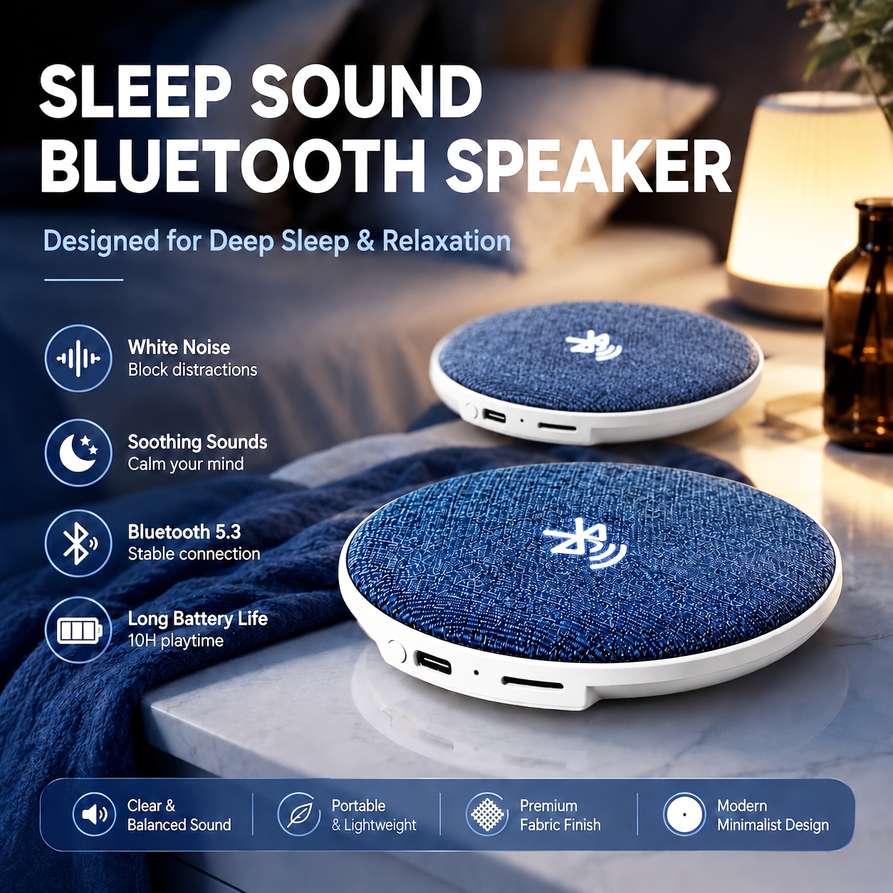 Smart Ultra-Thin Under-Pillow Sleep Speaker: Bass Bone Conduction Wireless Sleep Aid Device, Portable Speaker with White Noise, Stereo Surround Sound, Sleep Timer, USB Charging, a Must-Have for Music Lovers, And a Great Birthday Gift