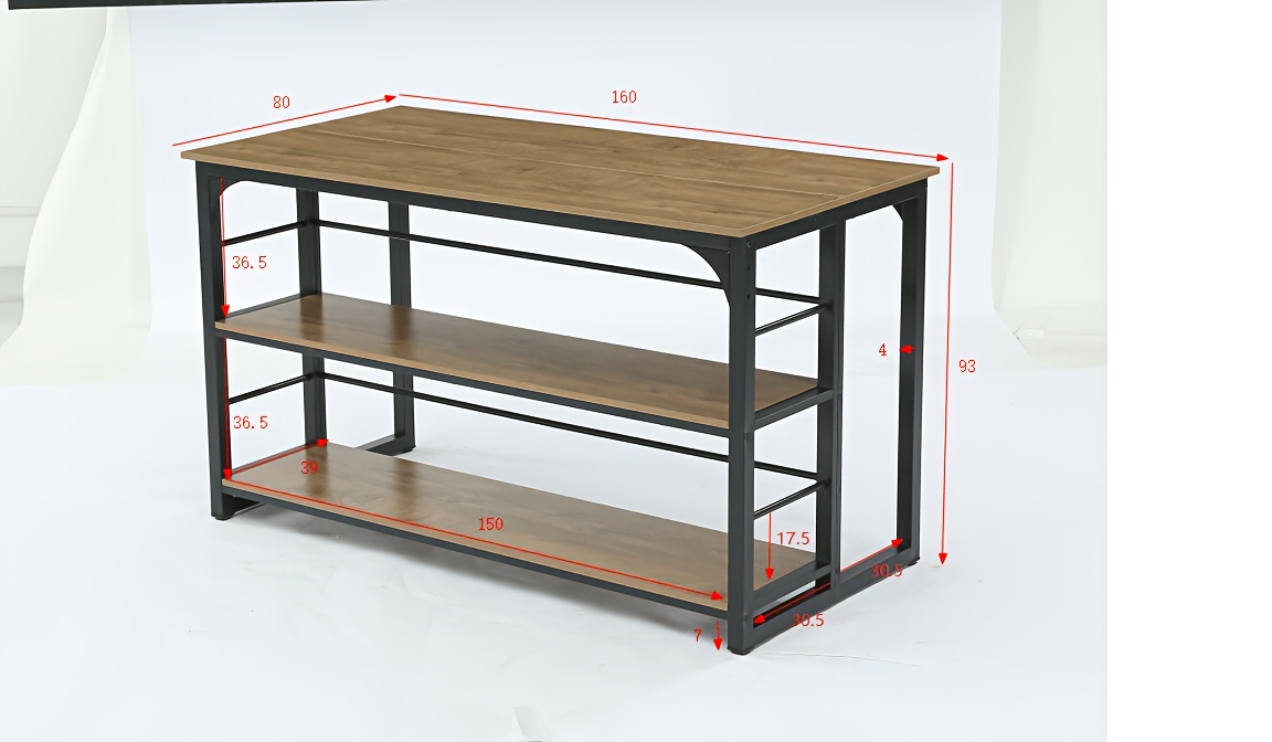 62.99-Inch Kitchen Island with Storage, 3-Tier Solid Wood Island Table with Open Shelves, Large Prep Table for Kitchen Dining Room, Rustic Brown