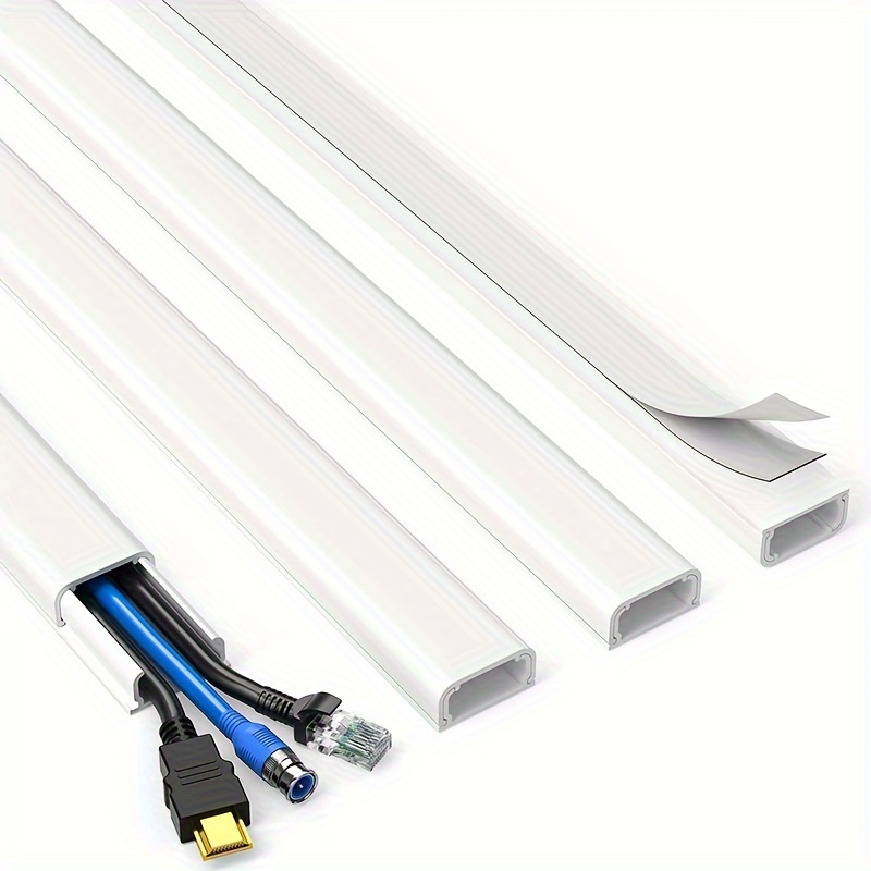 

4-pack White Cable Covers For 2 Wires, 68" Wall Mounted Cord Hider Kit - Perfect For Extension, Ethernet & Speaker Cables, Pvc Material