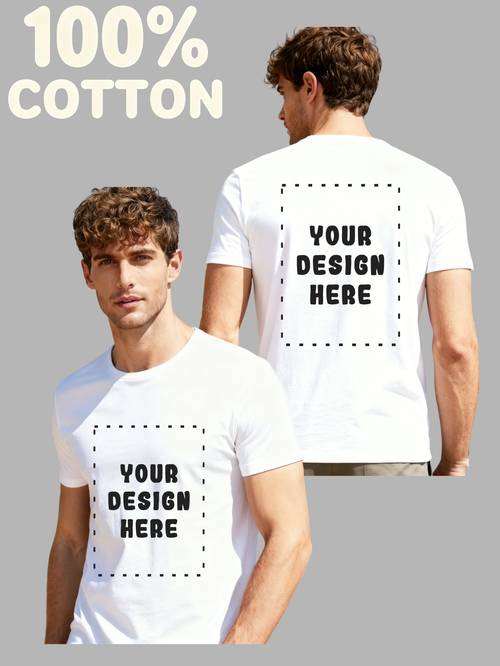 custom item mens short sleeve custom t shirt double print on front and back customizable logo pattern breathable and comfortable gift for work uniform group wear souvenir christmas customization