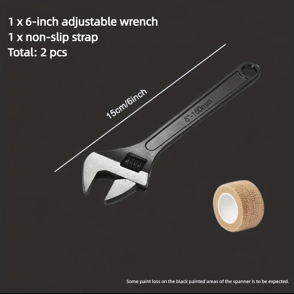 TEMU 2pcs/6pcs Heavy-duty Adjustable Wrench Set – Wide-jaw Chrome Vanadium Steel Wrenches With Non-slip Grip Tape, Professional Tool For Plumbing,