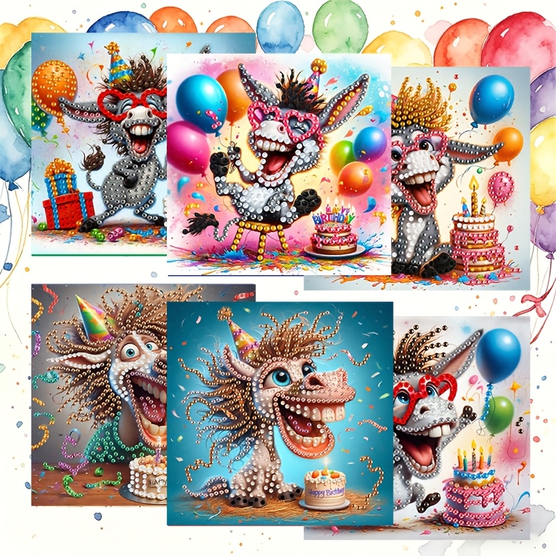 TEMU 6pcs Set Of Unique New Diamond Painting Greeting Card Kit, Pattern Greeting Cards, Birthday Holiday Cards Adult Handmade Crafts Party Gifts