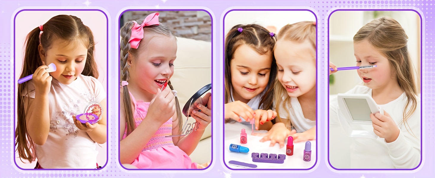 55pcs kids makeup kit for girl washable kids makeup girl toys real make up set kids toys for little girls toddler princess birthday gifts toys for christmas halloween gift details 8