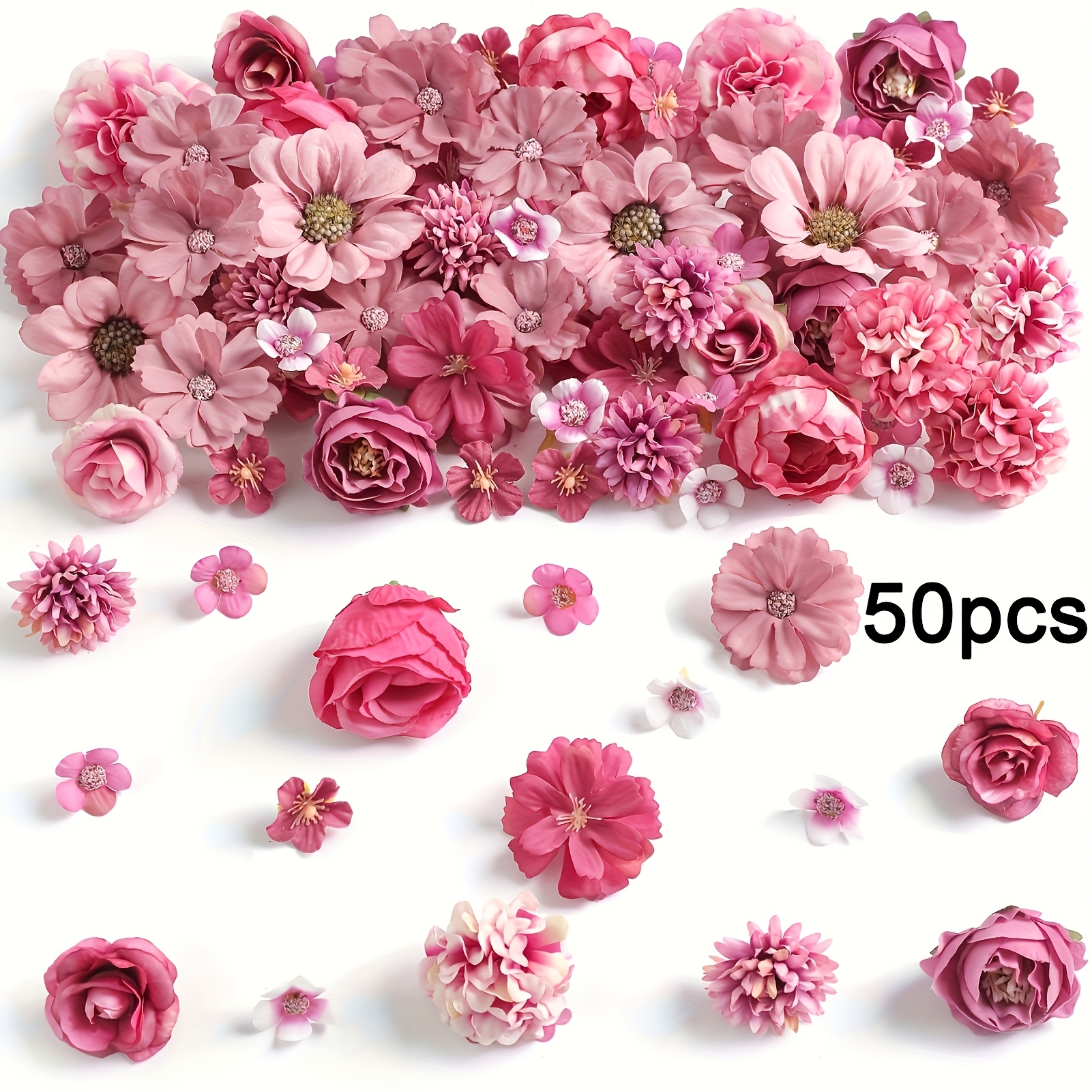 TEMU 50 Pezzi Mini Fiori Artificiali Multicolore, Rosa Margherita Materiali Decorazioni per Feste di Matrimonio Decorazioni per la Casa
