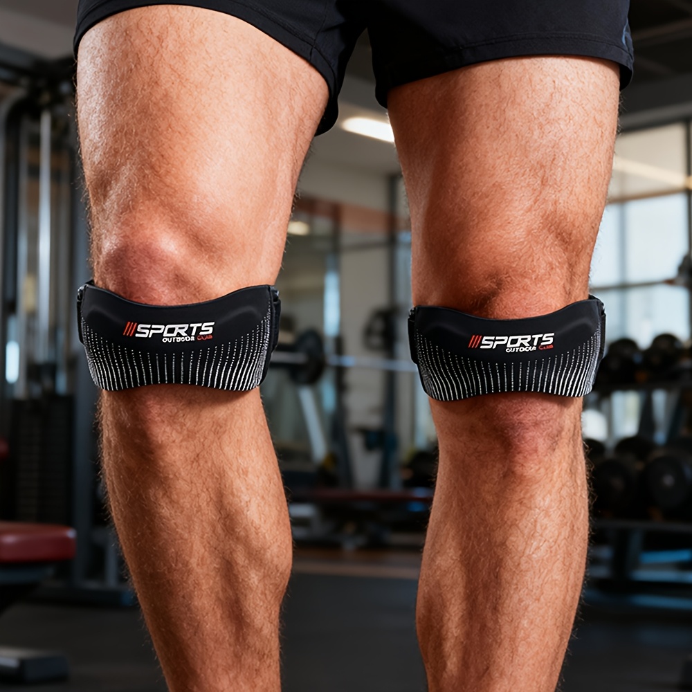 Image of 2 Adjustable Silicone Knee Brace Straps With And Shock-absorbing Compression For Sports Patella Strap