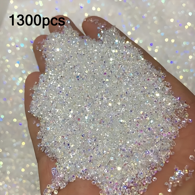 TEMU 1300pcs Elegant Mini Rhinestones - 2mm Pointed Bottom Ab , Multi-functional Gems, Brightening Fashion And Nail Art, Suitable For Jewelry Making