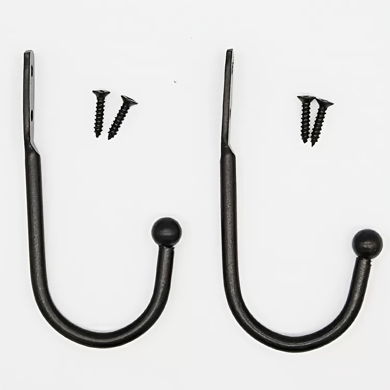 E-shop 6 Metall Schwarze Schmiedeeisen Tür Minimalistisch Hardware Garderobe Kreativer Haken, Wandmontierter Mantel- und Hut-Vorhang Haken Einzelhaken,