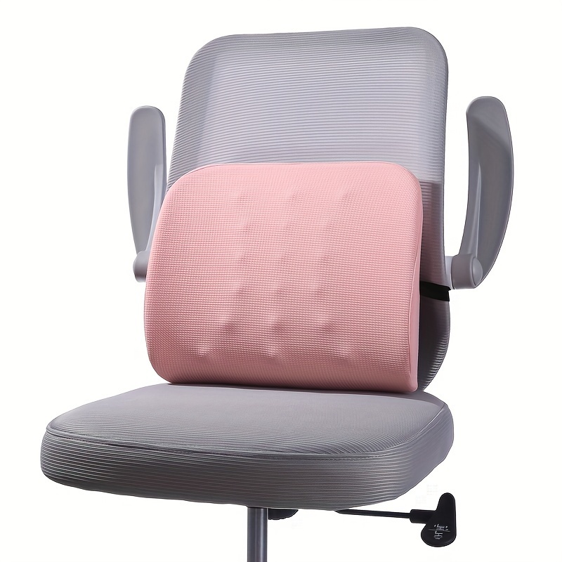 ergonomic memory foam lumbar support cushion for office chairs and car seats soft adjustable removable cover grey pink green black knit polyester fabric lightweight compressible   cushion Product details 3
