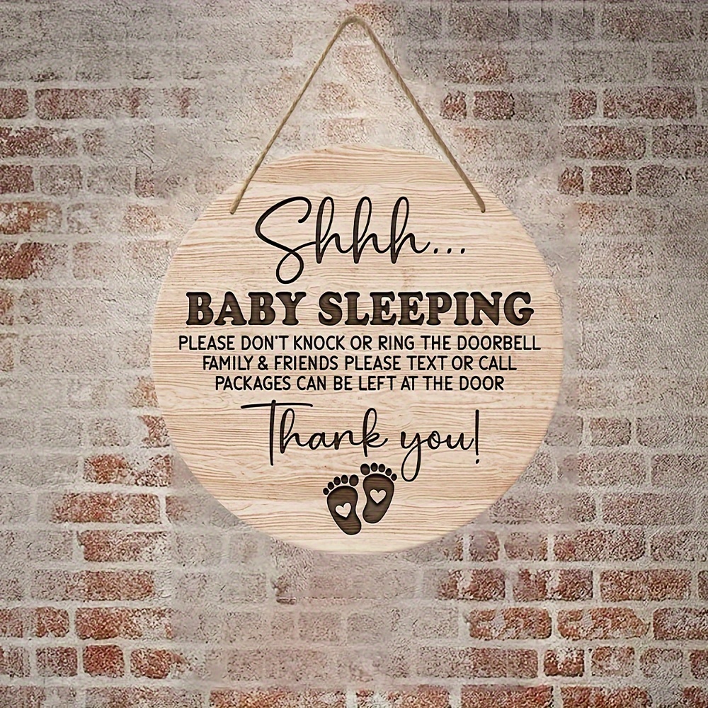 

1pc, Baby Sleeping Welcome Sign, Round Door Hanger, Don't Ring Doorbell Sign, New Baby Door Decor