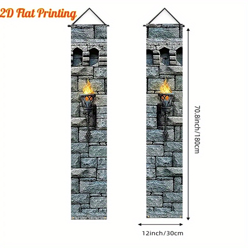 TEMU 2pcs, Castle Knight Hanging Porch Banner Flag, Princess Theme Birthday Party Decor, Birthday Celebration, Vintage Banner, Princess Party,