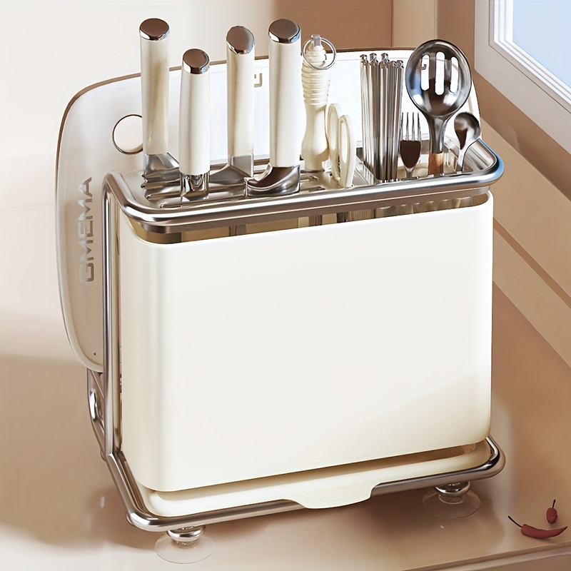 Knife organizer, multifunctional countertop kitchen storage rack, used for storing knives, cutting boards, forks, with drainage tray, durable and space saving kitchen storage design, Kitchen Knife Storage, Utensil Holder for Kitchen Counter, Kitchen Storage And Organization, Knife Organizer Rack, Kitchen Organizer, Countertop Organizer, Cutting Board Storage, Functional Storage, Compact Design, Longlasting Storage, Durable Construction, Knife Rack, Kitchen Caddy, Home Cooks,