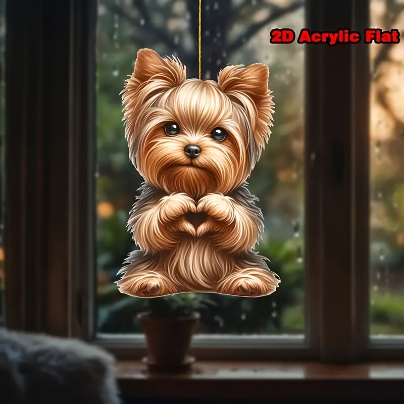 

Chic Double-sided Cartoon Puppy Acrylic Charm - Car Mirror & Christmas Tree Ornament, Fashionable Home Decor Accessory