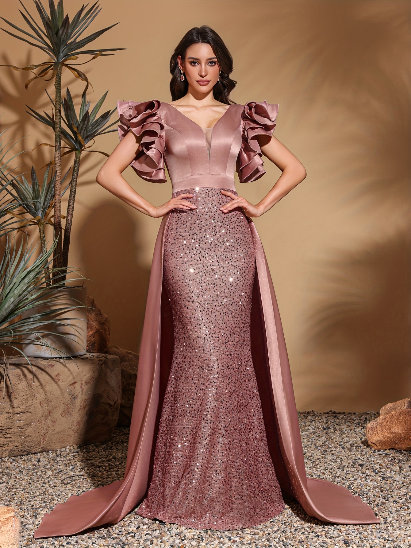 strapless open back dress Long Sleeves Sequins Prom Dresses Iridescent Off the Shoulder Sweethea –  MyChicDress