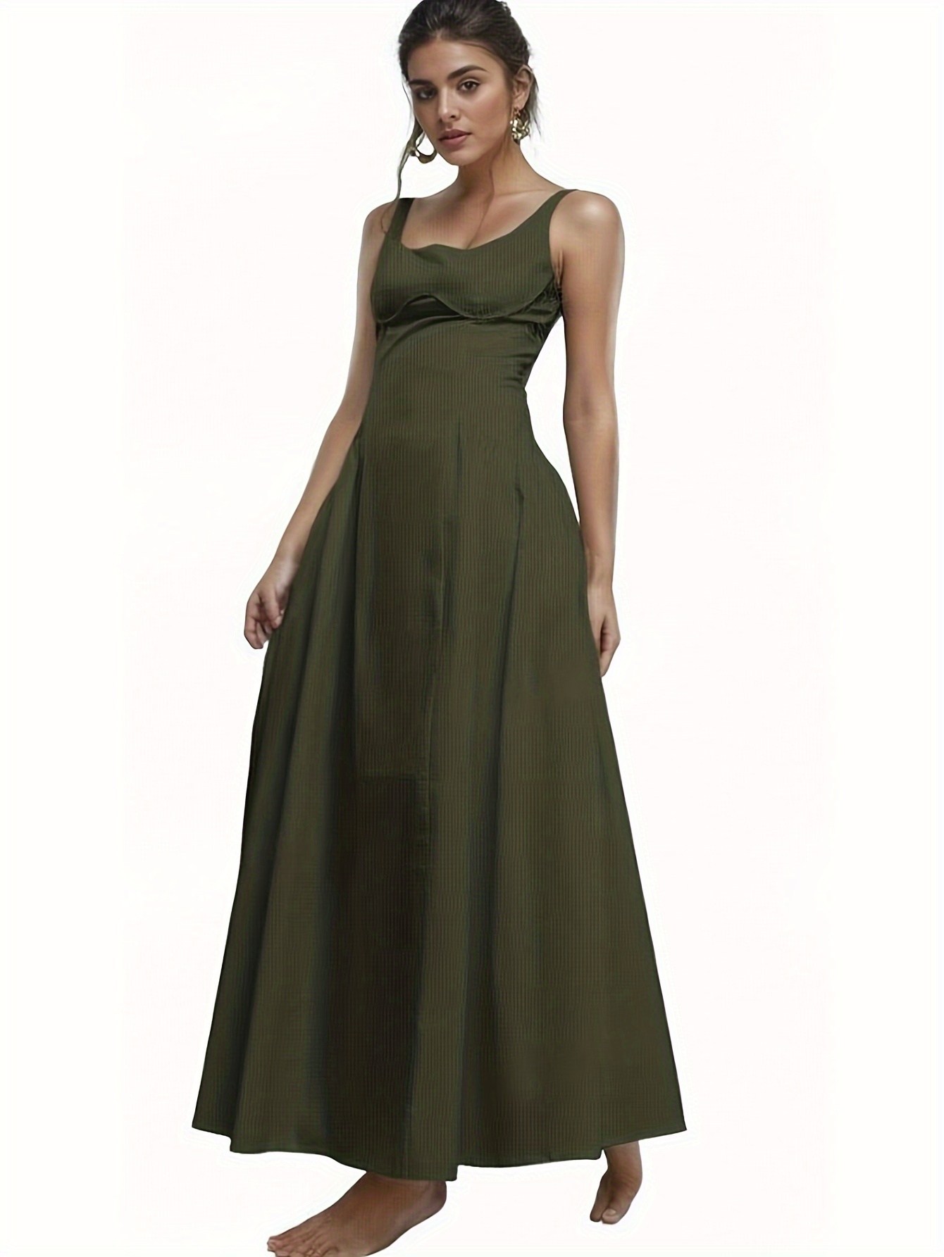 elegant square neck strapless a line maxi dress daily - Temu Bahrain