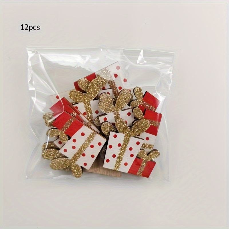 12pcs Wood Gift Confetti Christmas Party Decoration Wood Chips Gift Christmas Crafts Decoration Wood Confetti
