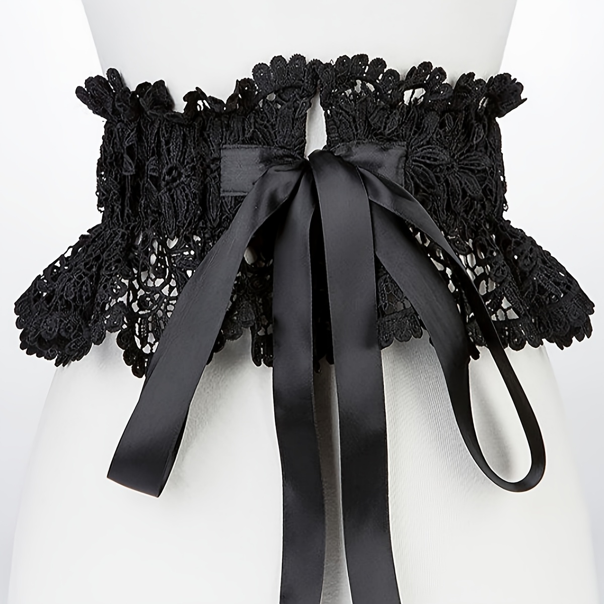 Image of Women's Dress, Shirt, Elastic Waistband, Seasonal Fashion, Korean Version, Versatile, Lace Hollow Out Strap, Lace Up Waistband, Decorative Waistband Closure