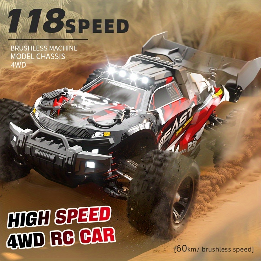 2025 Upgraded Black Four-Wheel Remote-Controlled Racing Car - High-Speed Off-Road Toy Car with Adjustable Headlight Mode & Turn Signal, 80km/h Brushless Motor, USB Rechargeable, Durable Plastic Body, Touch Control, Perfect Holiday/Birthday Gift, Remote Control Car, Outdoor Playtime, Sporty Design, Sturdy Construction