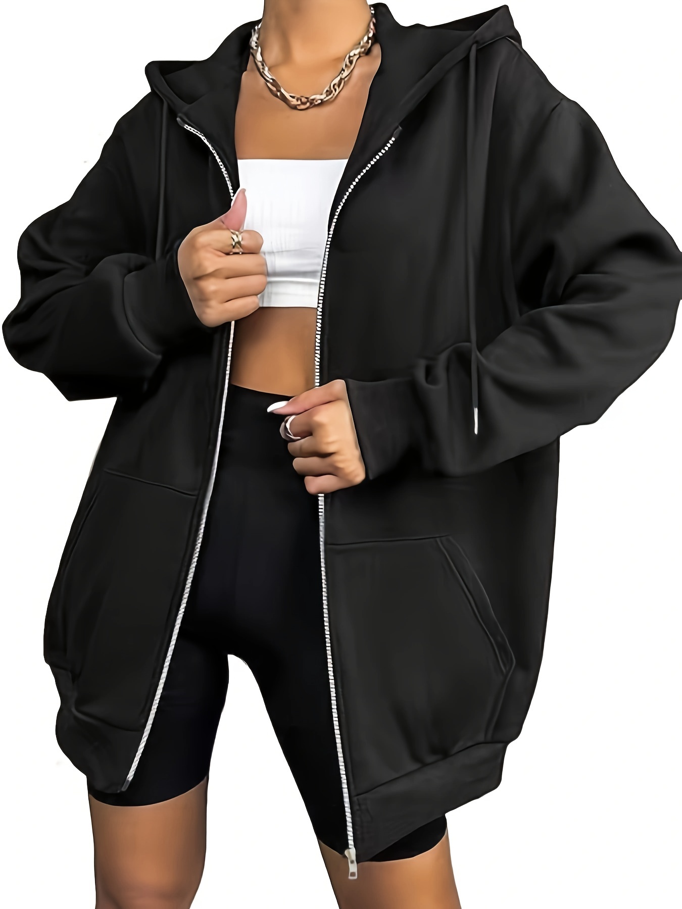 Women's Oversized Half Zip Pullover Long Sleeve Sweatshirt, Solid Color Zip  Hoodie Trendy …
