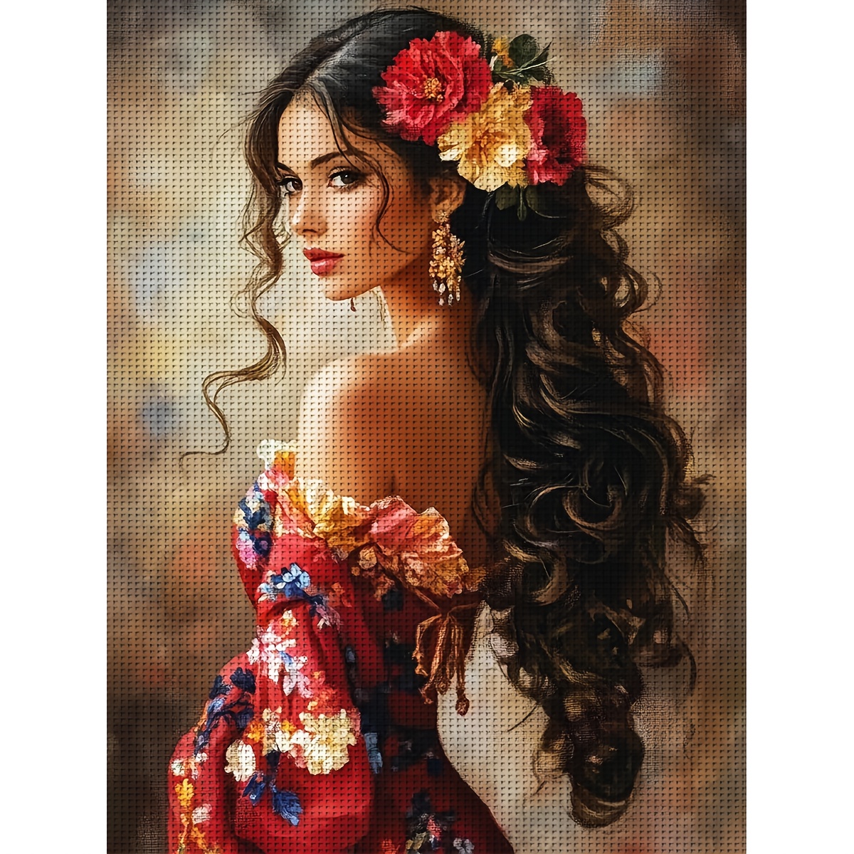   1pc kit de   de cruz sin   de 11ct/14ct, 30x40cm/11.8x15.7pulgadas, conjunto de bordado de mujer   para principiantes, tela   preimpresa, agujas, hilos, instrucciones, decoración   manual para     0