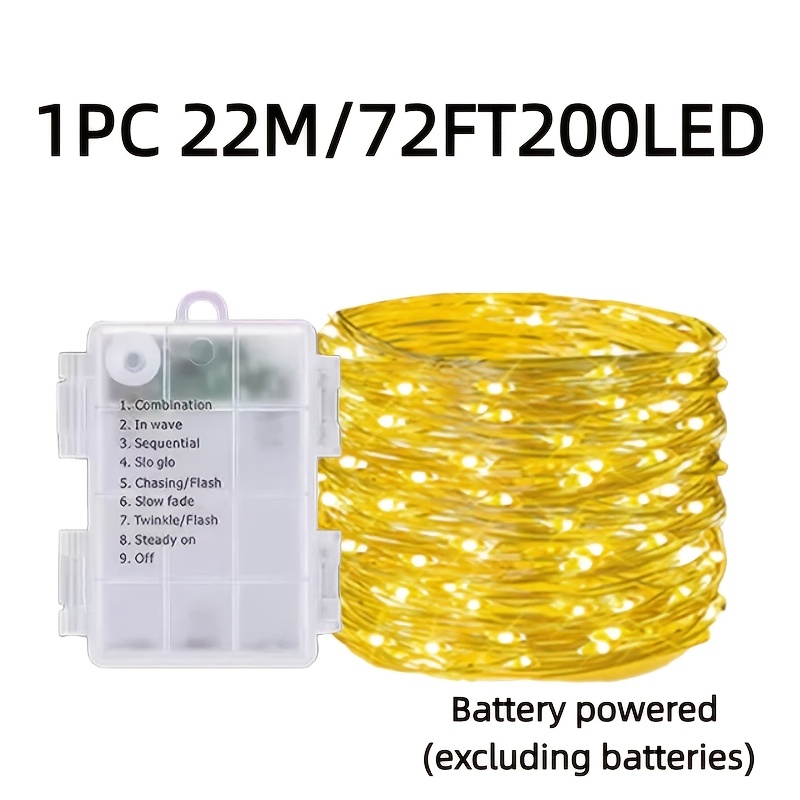 TEMU 1 Pack de Guirlandes Lumineuses Décoratives de Fêtes, 7/12/22/32M 50/100/200/300LED de Couleur Chaude, Idéal pour Fêtes, Décoration de Bureau de
