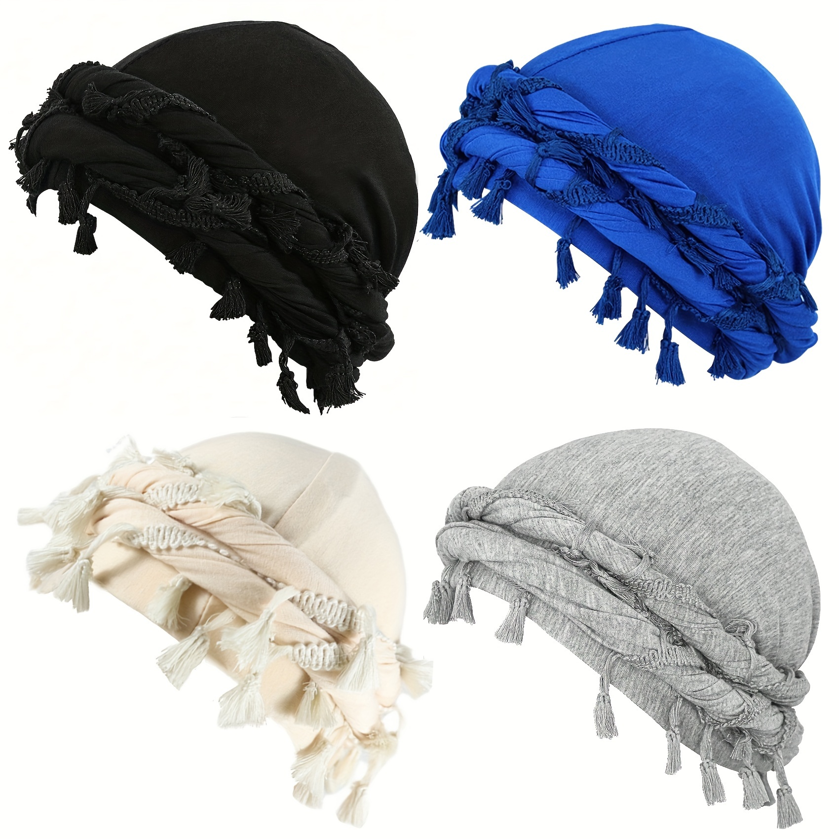 4pcs funky retro tassel headbands pirate hats modal stretch fabric for men funky personality style