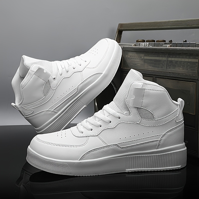 Men'S High-Top Casual Sneakers - Black & White Two-Tone Design, Lace-Up, Comfortable EVA Sole, All-Season Versatile Footwear for Everyday and Outdoor Activities