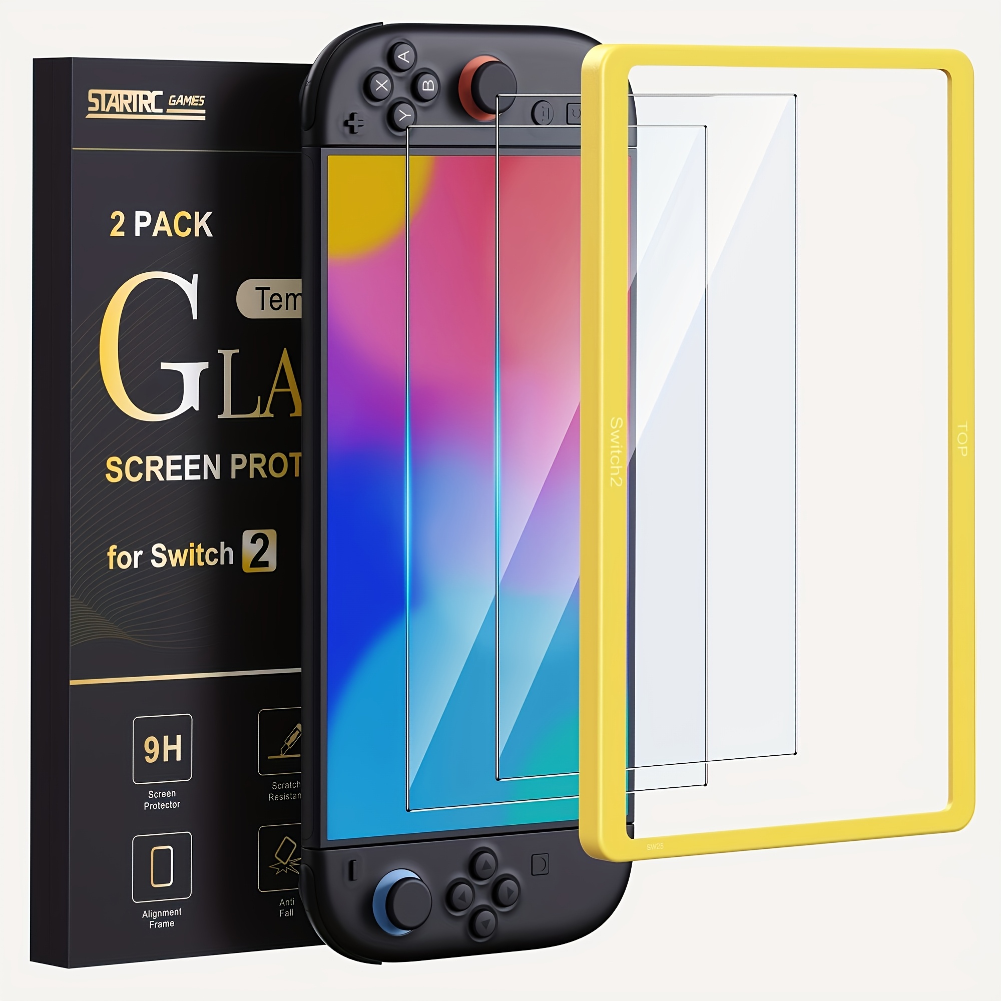 TEMU Game Console Tempered Glass Protection Kit, Suitable For Switch 2 Handheld Console Screen Protection Film. Anti-scratch And Anti-slip