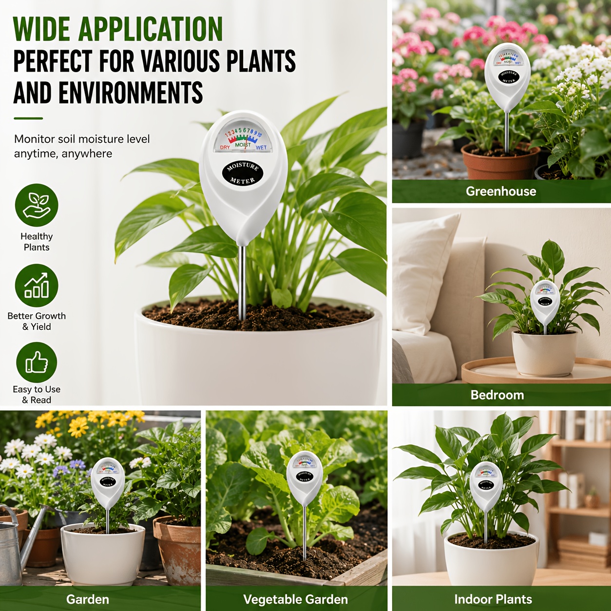  soil moisture meter horticultural potting plant moisture detector for batteries suitable for indoor and outdoor use rust proof probes Product details 3