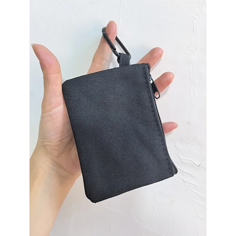 TEMU Portamonete da appendere in tela, mini borsello portatile con moschettone, custodia casual da per portacodice